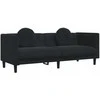 Trivietė sofa su pagalvėlėmis, juodos spalvos, aksomas