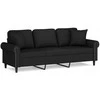 Trivietė sofa su pagalvėlėmis, juodos spalvos, 180cm, aksomas