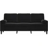 Trivietė sofa su pagalvėlėmis, juodos spalvos, 180cm, aksomas