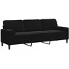 Trivietė sofa su pagalvėlėmis, juodos spalvos, 210cm, aksomas