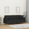 Trivietė sofa su pagalvėlėmis, juodos spalvos, 180cm, audinys