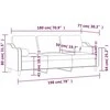 Trivietė sofa su pagalvėlėmis, juodos spalvos, 180cm, audinys