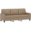 Trivietė sofa su pagalvėlėmis, kapučino, 180cm, dirbtinė oda