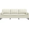 Trivietė sofa su pagalvėlėmis, kreminės spalvos, 210cm, aksomas