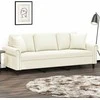 Trivietė sofa su pagalvėlėmis, kreminės spalvos, 180cm, aksomas
