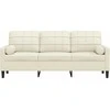 Trivietė sofa su pagalvėlėmis, kreminės spalvos, 180cm, aksomas