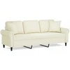 Trivietė sofa su pagalvėlėmis, kreminės spalvos, 180cm, aksomas