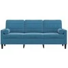 Trivietė sofa su pagalvėlėmis, mėlynos spalvos, 180cm, aksomas