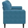 Trivietė sofa su pagalvėlėmis, mėlynos spalvos, 180cm, aksomas