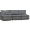 Lauko baldų komplektas Trivietė sofa su pagalvėlėmis, pilkos spalvos, poliratanas