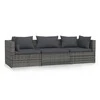 Lauko baldų komplektas Trivietė sofa su pagalvėlėmis, pilkos spalvos, poliratanas