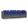Trivietė sofa su pagalvėlėmis, pilkos spalvos, poliratanas