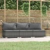 Lauko baldų komplektas Trivietė sofa su pagalvėlėmis, pilkos spalvos, poliratanas