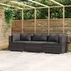 Lauko baldų komplektas Trivietė sofa su pagalvėlėmis, pilkos spalvos, poliratanas