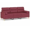 Trivietė sofa su pagalvėlėmis, raudonojo vyno, 180cm, audinys
