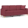 Trivietė sofa su pagalvėlėmis, raudonojo vyno, 180cm, audinys