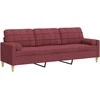 Trivietė sofa su pagalvėlėmis, raudonojo vyno, 210cm, audinys