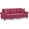 Trivietė sofa su pagalvėlėmis, raudonojo vyno, 180cm, aksomas