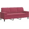 Trivietė sofa su pagalvėlėmis, raudonojo vyno, 180cm, aksomas