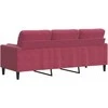 Trivietė sofa su pagalvėlėmis, raudonojo vyno, 180cm, aksomas