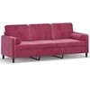 Trivietė sofa su pagalvėlėmis, raudonojo vyno, 180cm, aksomas