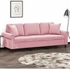 Trivietė sofa su pagalvėlėmis, rožinės spalvos, 180cm, aksomas