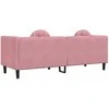 Trivietė sofa su pagalvėlėmis, rožinės spalvos, aksomas