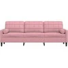 Trivietė sofa su pagalvėlėmis, rožinės spalvos, 210cm, aksomas