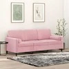 Trivietė sofa su pagalvėlėmis, rožinės spalvos, 180cm, aksomas
