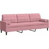 Trivietė sofa su pagalvėlėmis, rožinės spalvos, 210cm, aksomas