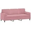 Trivietė sofa su pagalvėlėmis, rožinės spalvos, 180cm, aksomas