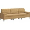 Trivietė sofa su pagalvėlėmis, rudos spalvos, 210cm, aksomas