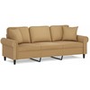 Trivietė sofa su pagalvėlėmis, rudos spalvos, 180cm, aksomas