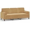 Trivietė sofa su pagalvėlėmis, rudos spalvos, 180cm, aksomas
