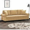Trivietė sofa su pagalvėlėmis, rudos spalvos, 180cm, aksomas