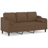 Trivietė sofa su pagalvėlėmis, rudos spalvos, 180cm, audinys