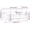 Trivietė sofa su pagalvėlėmis, rudos spalvos, 180cm, audinys