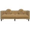 Trivietė sofa su pagalvėlėmis, rudos spalvos, aksomas
