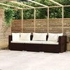Trivietė sofa su pagalvėlėmis, rudos spalvos, poliratanas