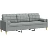 Trivietė sofa su pagalvėlėmis, šviesiai pilka, 210cm, audinys