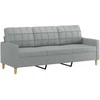 Trivietė sofa su pagalvėlėmis, šviesiai pilka, 180cm, audinys