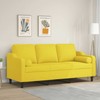 Trivietė sofa su pagalvėlėmis, šviesiai geltona, 180cm, audinys