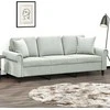 Trivietė sofa su pagalvėlėmis, šviesiai pilka, 180cm, aksomas