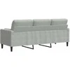 Trivietė sofa su pagalvėlėmis, šviesiai pilka, 180cm, aksomas
