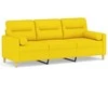 Trivietė sofa su pagalvėlėmis, šviesiai geltona, 180cm, audinys