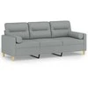 Trivietė sofa su pagalvėlėmis, šviesiai pilka, 180cm, audinys