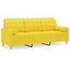 Trivietė sofa su pagalvėlėmis, šviesiai geltona, 180cm, audinys