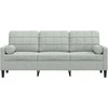 Trivietė sofa su pagalvėlėmis, šviesiai pilka, 180cm, aksomas