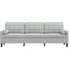 Trivietė sofa su pagalvėlėmis, šviesiai pilka, 210cm, aksomas