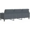 Trivietė sofa su pagalvėlėmis, tamsiai pilka, 210cm, aksomas